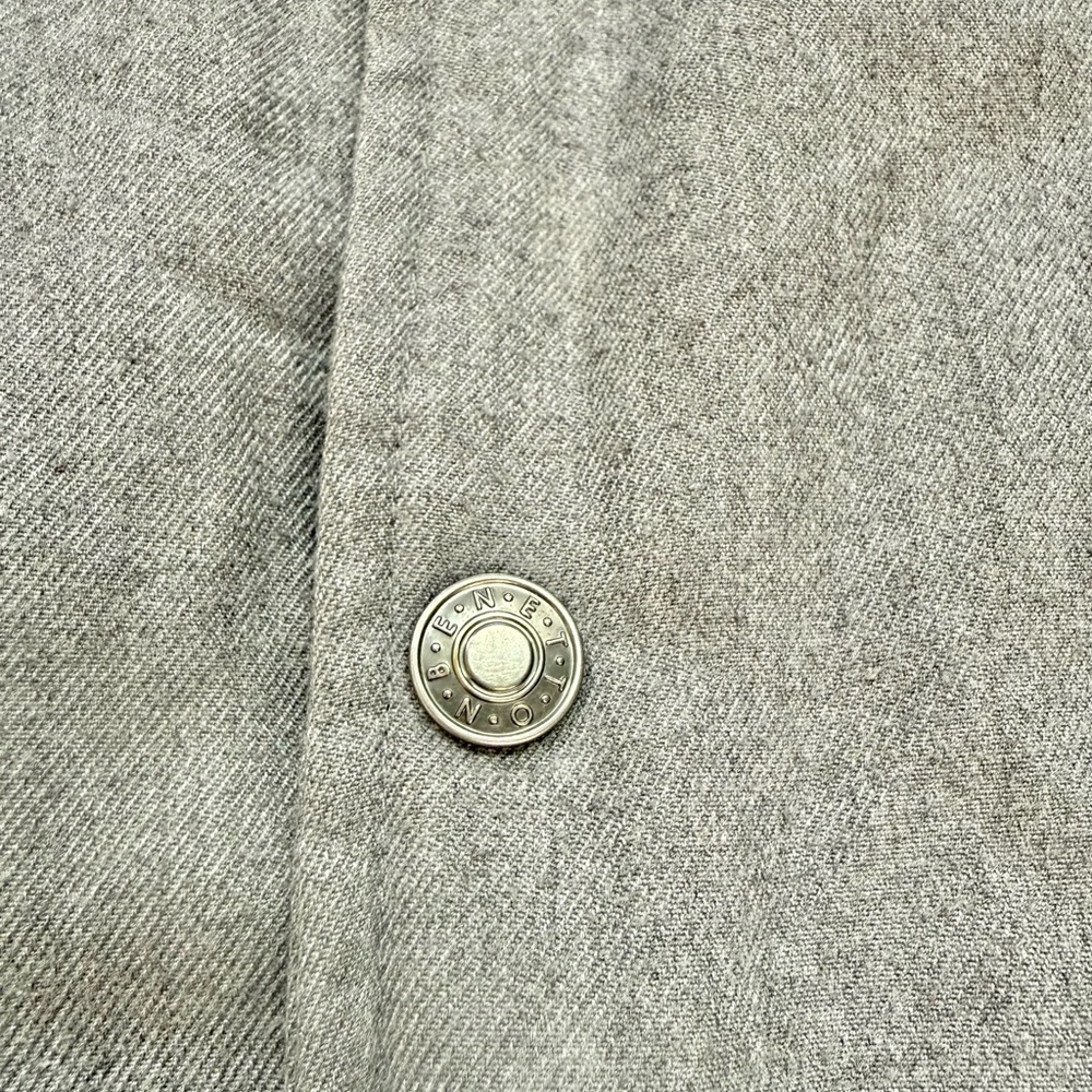 United Colors of Benetton Unisex Vintage Varsity Jacket – Gray & Navy Bomber - Picture 7 of 9